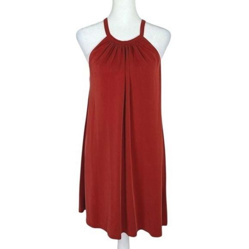 C&C California Rust Red Halter Trapeze Dress Size Small Boho Swing Summer